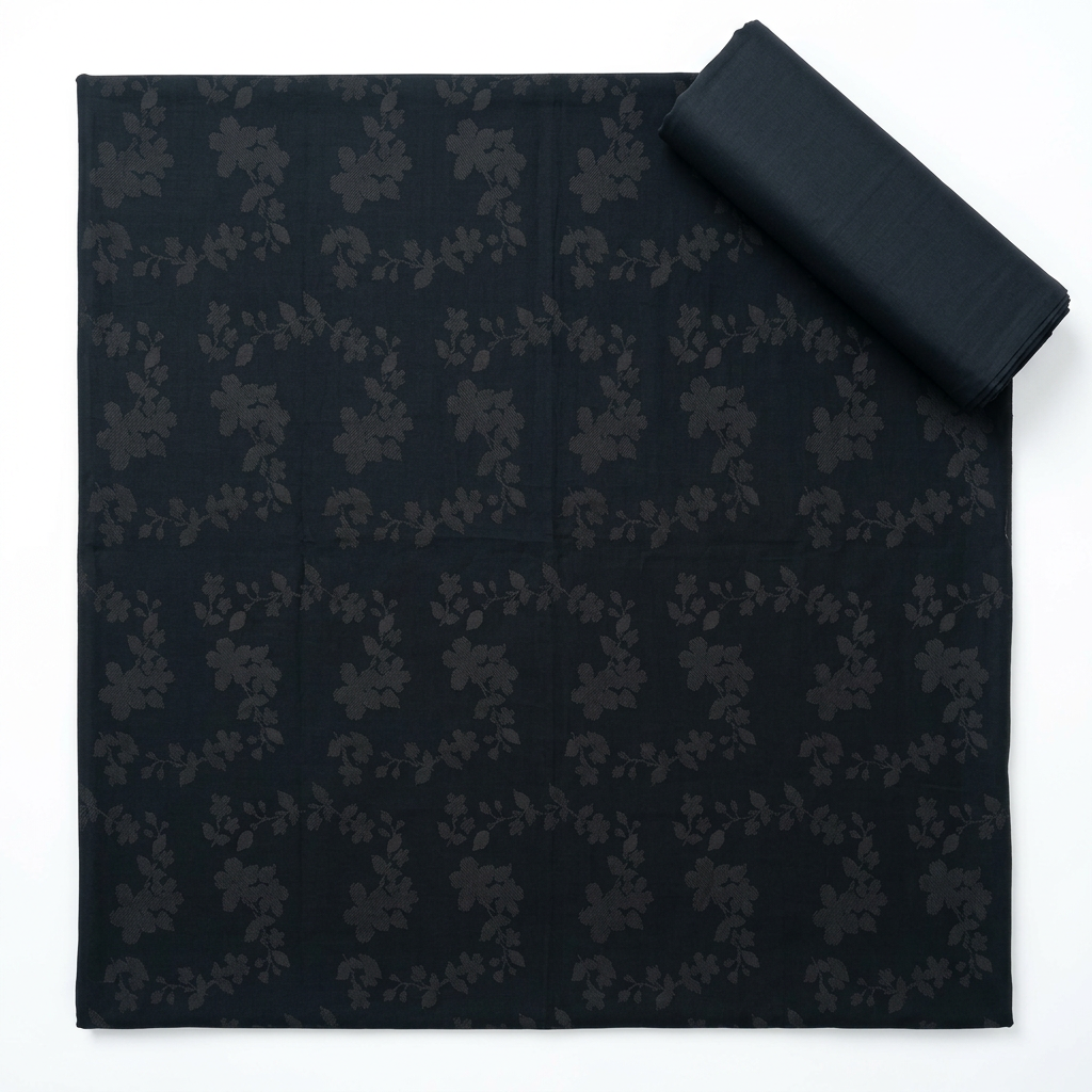 Premium Black Cotton Jacquard – 2-Piece Unstitched Suit