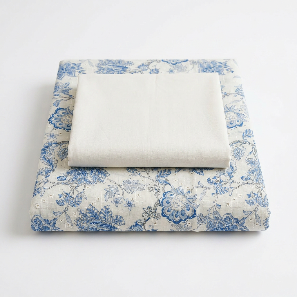Premium Blue Chikankari 100% Cotton Lawn – 2-Piece Unstitched Suit