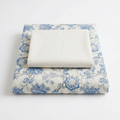Premium Blue Chikankari 100% Cotton Lawn – 2-Piece Unstitched Suit