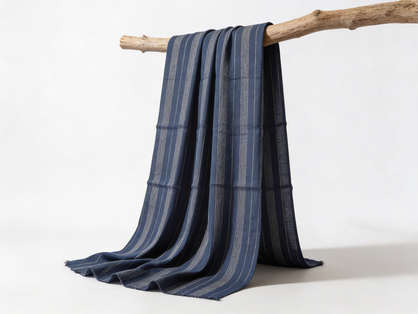 Navy Blue Cotton by Denier Lines Unstitched Cord Set – Premium Striped Fabric