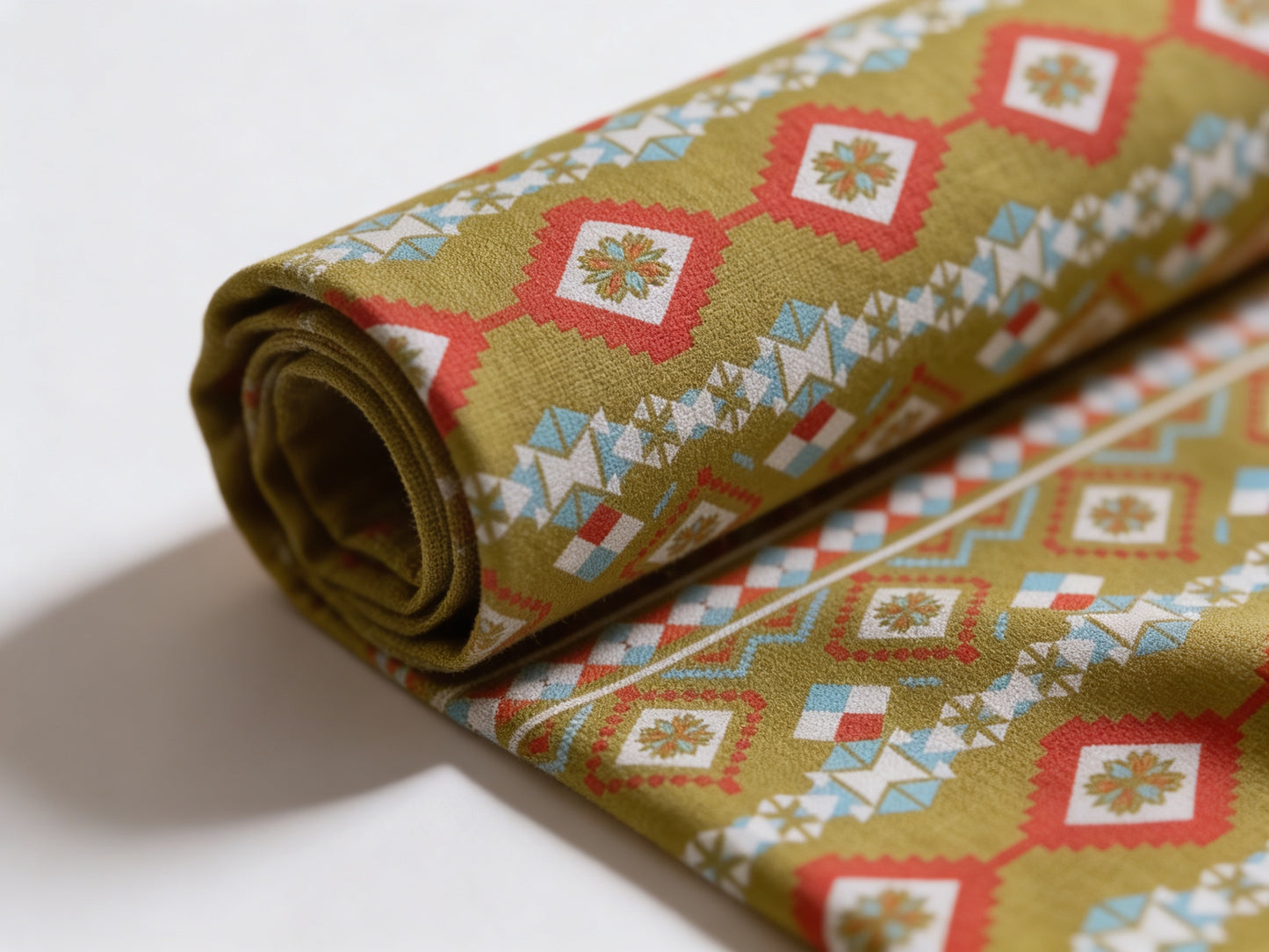 Mustard Geometric Print 100% Viscose Unstitched Cord Set – Soft & Premium Summer Fabric