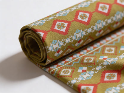 Mustard Geometric Print 100% Viscose Unstitched Cord Set – Soft & Premium Summer Fabric