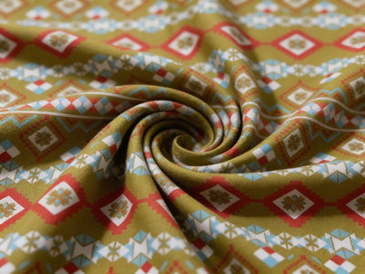 Mustard Geometric Print 100% Viscose Unstitched Cord Set – Soft & Premium Summer Fabric