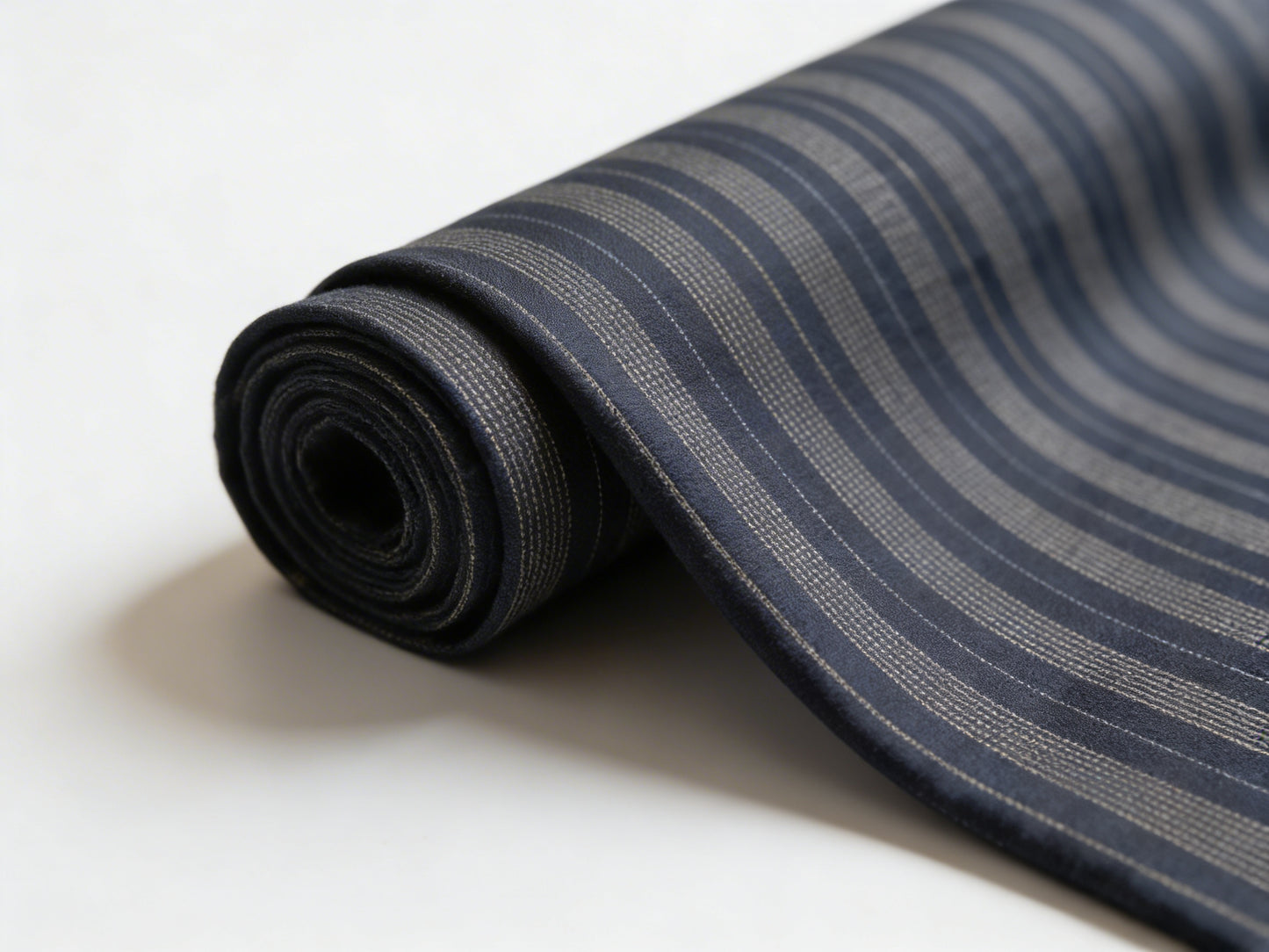Navy Blue Cotton by Denier Lines Unstitched Cord Set – Premium Striped Fabric