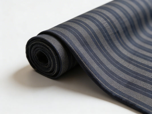 Navy Blue Cotton by Denier Lines Unstitched Cord Set – Premium Striped Fabric